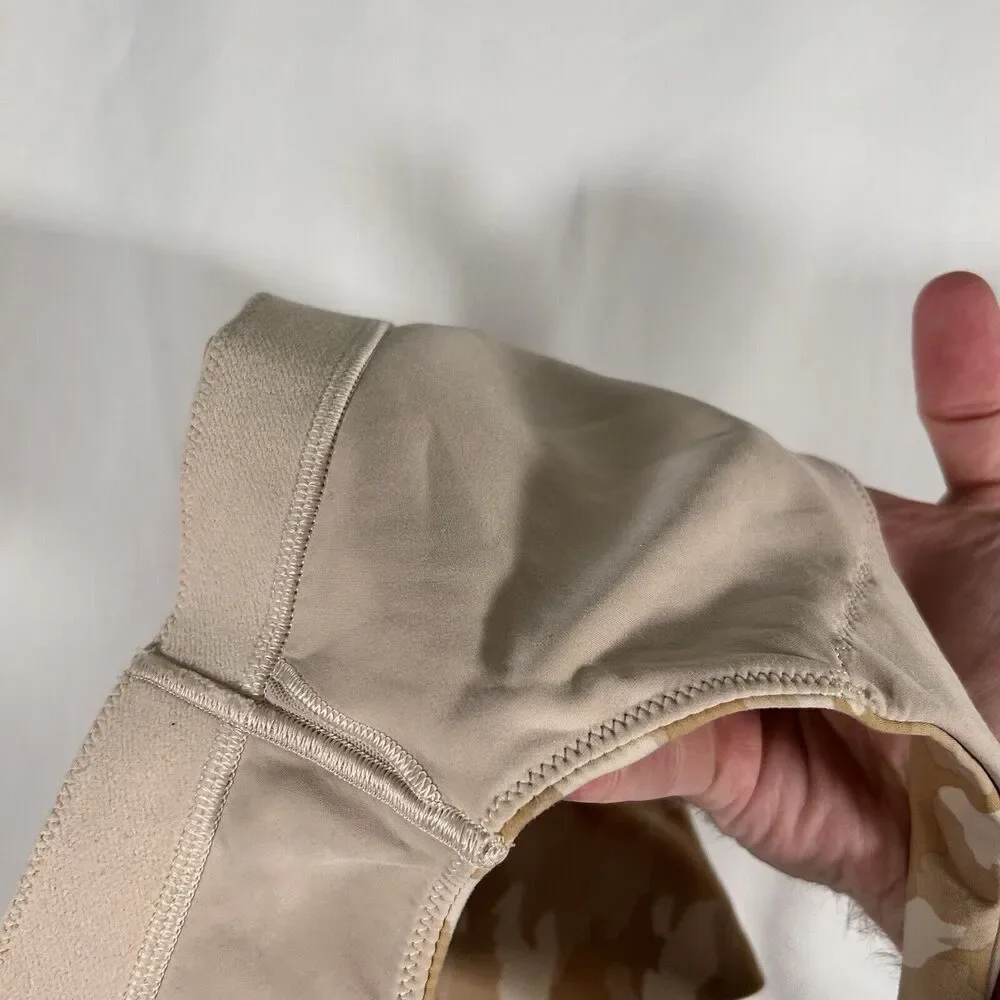 Lululemon Sports Bra Women's 4 C D Brown Camo Strappy Hook Eye Elastic band